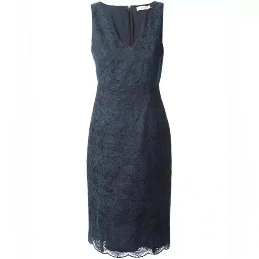 Tory Burch Cameron Sheath Dress Navy Lace $495 Euc Size 8